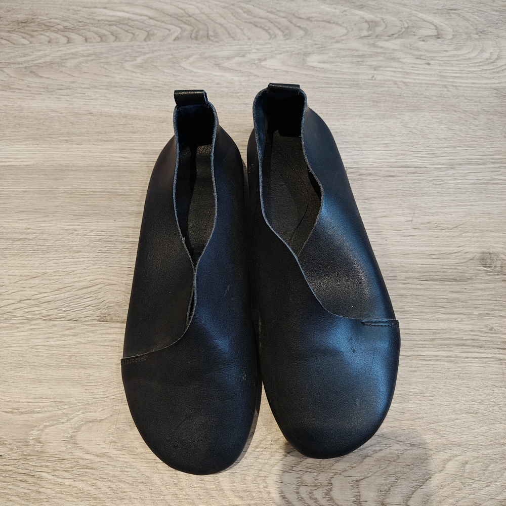 Black Leather Slip-On Shoes